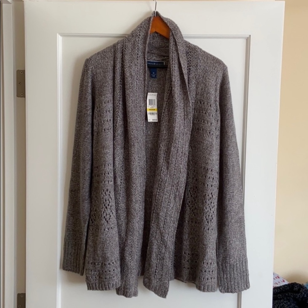NWT Karen Scott Grey Cardigan Size M